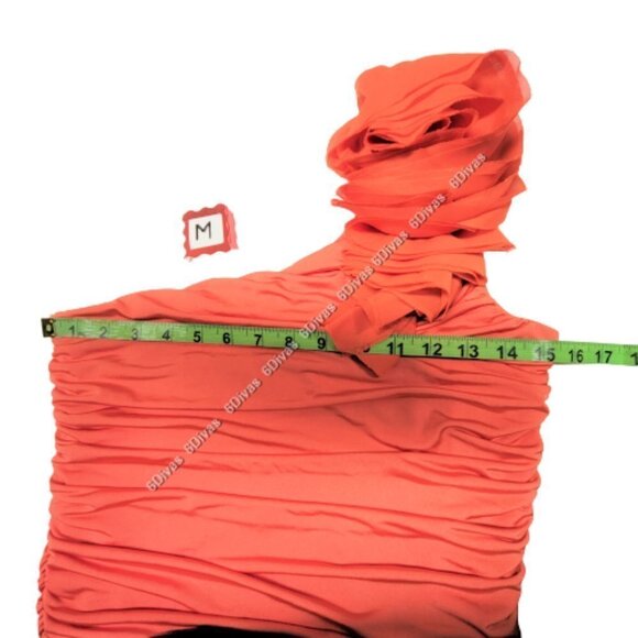 SEXY orange one shoulder figure hugging cocktail tight dress size M - Picture 7 of 12